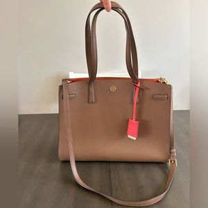Tory Burch Walker Leather Satchel - Color: Moose